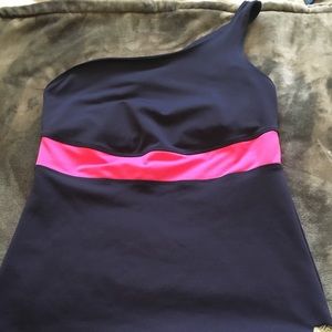 NWOT blue one shoulder Azaim yoga top size medium